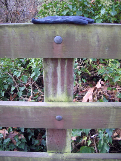 glove on fencepost