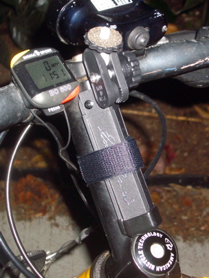 ultrapod strapped to bicycle handlebar stem
