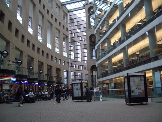 indoor courtyard outside the entrance to the Vancouver Public Library